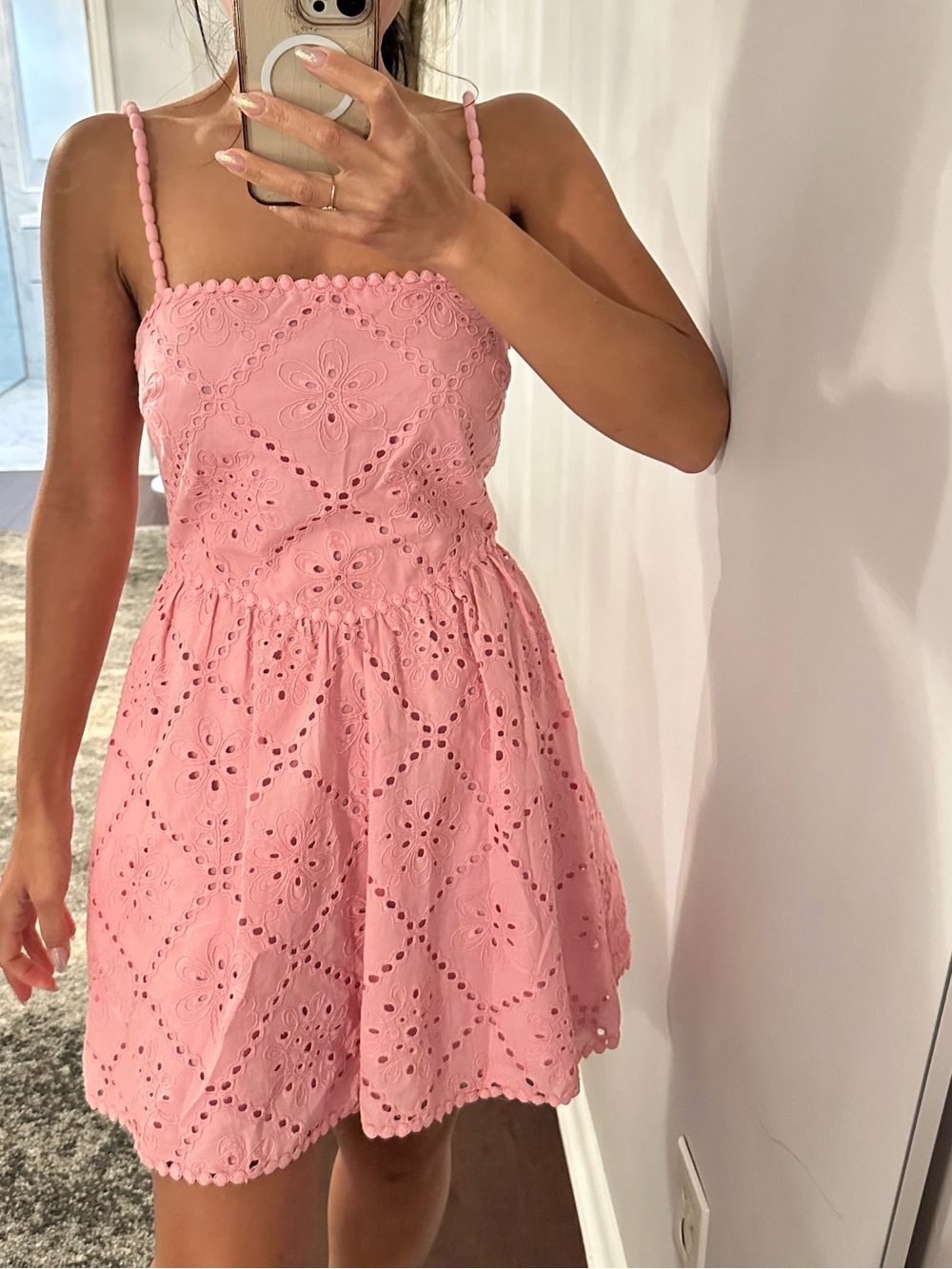 SAYLOR Pink Eyelet Summer Dress